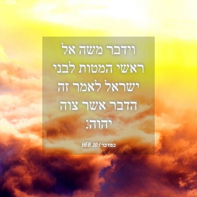 Picture 04 - במדבר 30:1 HEB - וידבר משה אל ראשי המטות - Bible Verse Picture