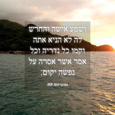 Picture 04 - במדבר 30:11 HEB - ושמע אישה והחרש לה לא הניא - Bible Verse Picture
