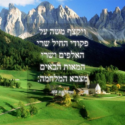 Picture 04 - במדבר 31:14 HEB - ויקצף משה על פקודי החיל שרי - Bible Verse Picture
