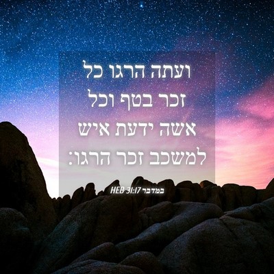 Picture 04 - במדבר 31:17 HEB - ועתה הרגו כל זכר בטף וכל - Bible Verse Picture