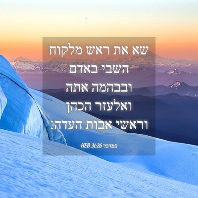 Picture 04 - במדבר 31:26 HEB - שא את ראש מלקוח השבי באדם - Bible Verse Picture
