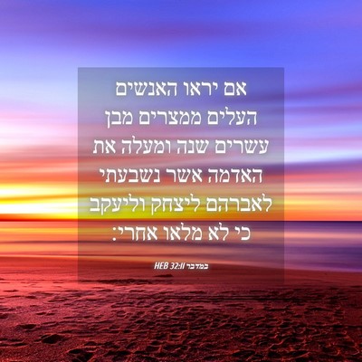 Picture 04 - במדבר 32:11 HEB - אם יראו האנשים העלים - Bible Verse Picture