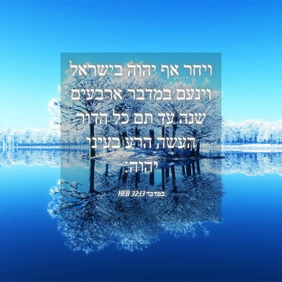 Picture 04 - במדבר 32:13 HEB - ויחר אף יהוה בישראל וינעם - Bible Verse Picture