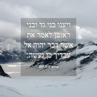 Picture 04 - במדבר 32:31 HEB - ויענו בני גד ובני ראובן - Bible Verse Picture