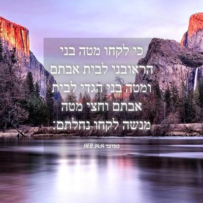 Picture 04 - במדבר 34:14 HEB - כי לקחו מטה בני הראובני - Bible Verse Picture