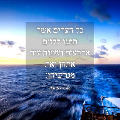 Picture 04 - במדבר 35:7 HEB - כל הערים אשר תתנו ללוים - Bible Verse Picture