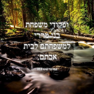 Picture 04 - במדבר 4:42 HEB - ופקודי משפחת בני מררי - Bible Verse Picture