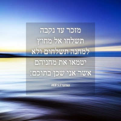Picture 04 - במדבר 5:3 HEB - מזכר עד נקבה תשלחו אל מחוץ - Bible Verse Picture
