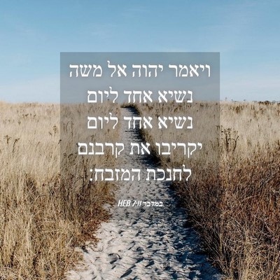 Picture 04 - במדבר 7:11 HEB - ויאמר יהוה אל משה נשיא אחד - Bible Verse Picture