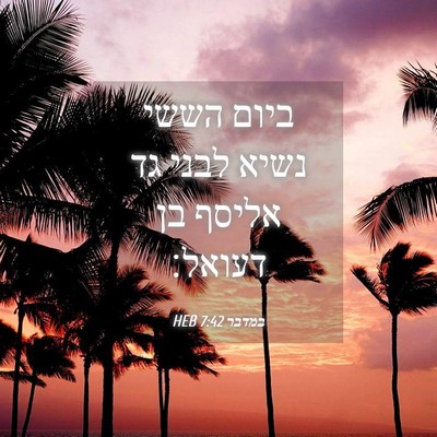 Picture 04 - במדבר 7:42 HEB - ביום הששי נשיא לבני גד - Bible Verse Picture