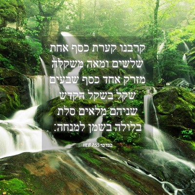 Picture 04 - במדבר 7:55 HEB - קרבנו קערת כסף אחת שלשים - Bible Verse Picture