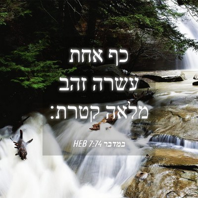 Picture 04 - במדבר 7:74 HEB - כף אחת עשרה זהב מלאה - Bible Verse Picture