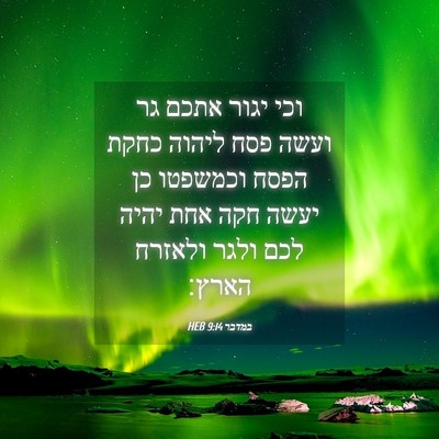 Picture 04 - במדבר 9:14 HEB - וכי יגור אתכם גר ועשה פסח - Bible Verse Picture
