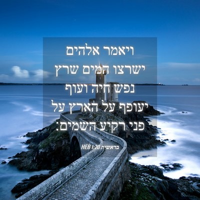 Picture 04 - בראשית 1:20 HEB - ויאמר אלהים ישרצו המים שרץ - Bible Verse Picture