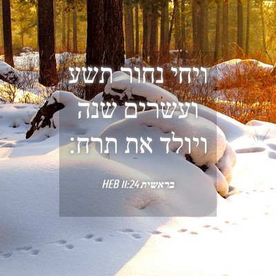 Picture 04 - בראשית 11:24 HEB - ויחי נחור תשע ועשרים שנה - Bible Verse Picture