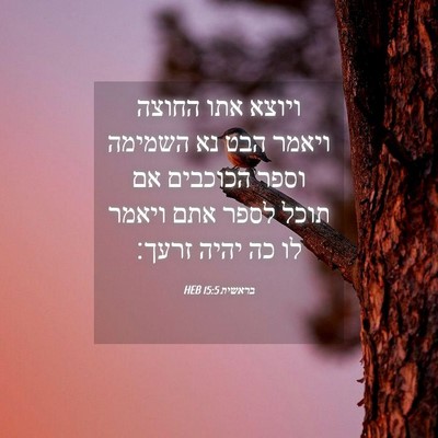 Picture 04 - בראשית 15:5 HEB - ויוצא אתו החוצה ויאמר הבט - Bible Verse Picture