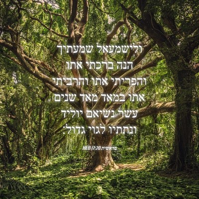 Picture 04 - בראשית 17:20 HEB - ולישמעאל שמעתיך הנה ברכתי - Bible Verse Picture