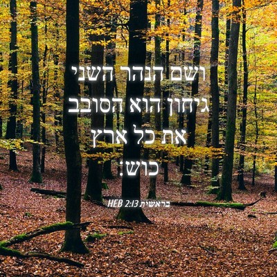 Picture 04 - בראשית 2:13 HEB - ושם הנהר השני גיחון הוא - Bible Verse Picture