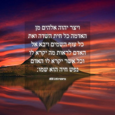 Picture 04 - בראשית 2:19 HEB - ויצר יהוה אלהים מן האדמה כל - Bible Verse Picture