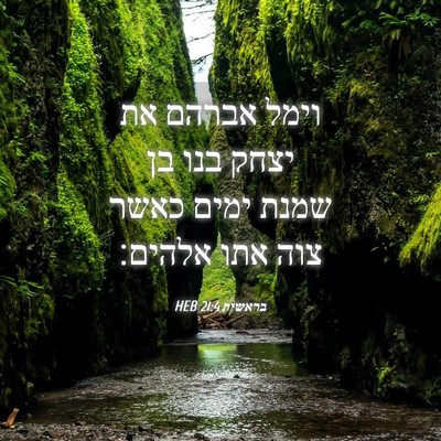 Picture 04 - בראשית 21:4 HEB - וימל אברהם את יצחק בנו בן - Bible Verse Picture