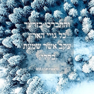 Picture 04 - בראשית 22:18 HEB - והתברכו בזרעך כל גויי הארץ - Bible Verse Picture