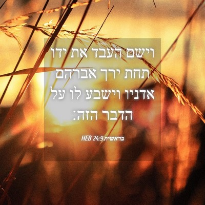 Picture 04 - בראשית 24:9 HEB - וישם העבד את ידו תחת ירך - Bible Verse Picture