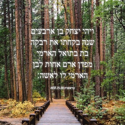 Picture 04 - בראשית 25:20 HEB - ויהי יצחק בן ארבעים שנה - Bible Verse Picture