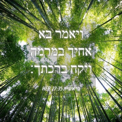 Picture 04 - בראשית 27:35 HEB - ויאמר בא אחיך במרמה ויקח - Bible Verse Picture