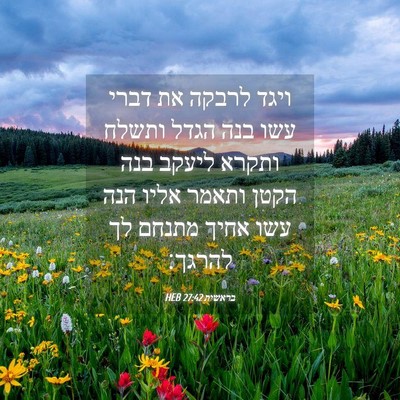 Picture 04 - בראשית 27:42 HEB - ויגד לרבקה את דברי עשו בנה - Bible Verse Picture