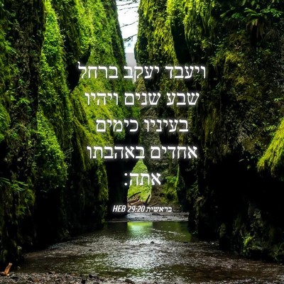 Picture 04 - בראשית 29:20 HEB - ויעבד יעקב ברחל שבע שנים - Bible Verse Picture