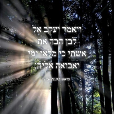 Picture 04 - בראשית 29:21 HEB - ויאמר יעקב אל לבן הבה את - Bible Verse Picture