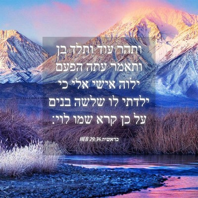 Picture 04 - בראשית 29:34 HEB - ותהר עוד ותלד בן ותאמר עתה - Bible Verse Picture