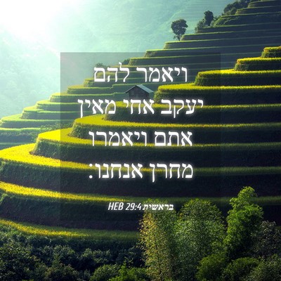 Picture 04 - בראשית 29:4 HEB - ויאמר להם יעקב אחי מאין אתם - Bible Verse Picture