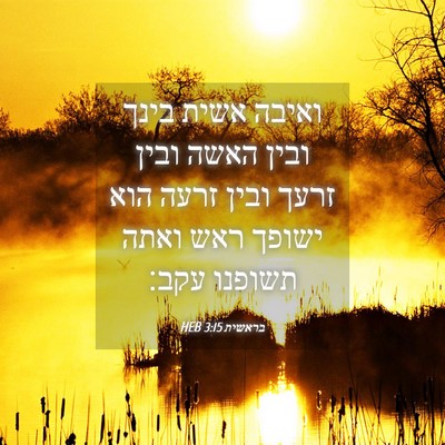 Picture 04 - בראשית 3:15 HEB - ואיבה אשית בינך ובין האשה - Bible Verse Picture