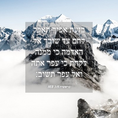 Picture 04 - בראשית 3:19 HEB - בזעת אפיך תאכל לחם עד שובך - Bible Verse Picture