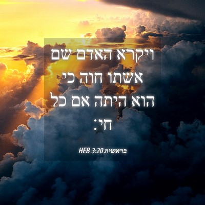 Picture 04 - בראשית 3:20 HEB - ויקרא האדם שם אשתו חוה כי - Bible Verse Picture