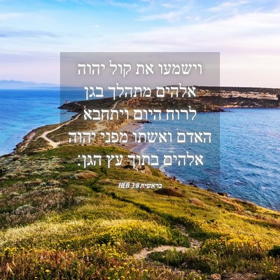 Picture 04 - בראשית 3:8 HEB - וישמעו את קול יהוה אלהים - Bible Verse Picture