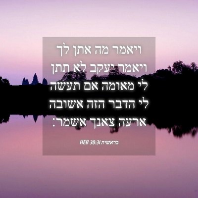 Picture 04 - בראשית 30:31 HEB - ויאמר מה אתן לך ויאמר יעקב - Bible Verse Picture
