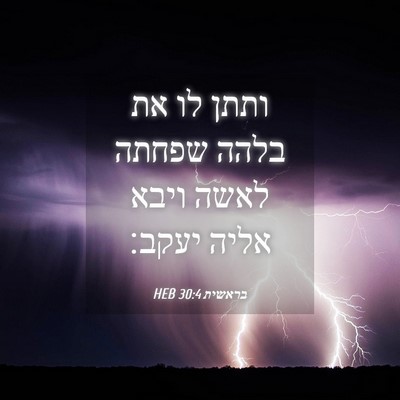 Picture 04 - בראשית 30:4 HEB - ותתן לו את בלהה שפחתה לאשה - Bible Verse Picture