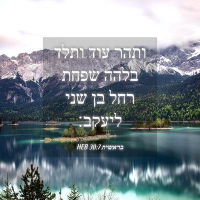 Picture 04 - בראשית 30:7 HEB - ותהר עוד ותלד בלהה שפחת רחל - Bible Verse Picture