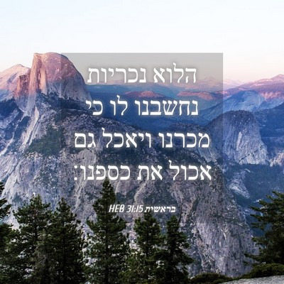 Picture 04 - בראשית 31:15 HEB - הלוא נכריות נחשבנו לו כי - Bible Verse Picture