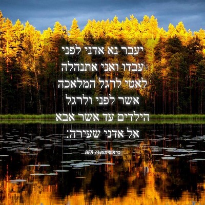 Picture 04 - בראשית 33:14 HEB - יעבר נא אדני לפני עבדו ואני - Bible Verse Picture