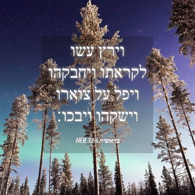 Picture 04 - בראשית 33:4 HEB - וירץ עשו לקראתו ויחבקהו - Bible Verse Picture