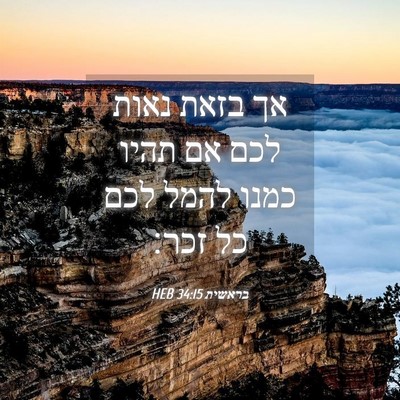 Picture 04 - בראשית 34:15 HEB - אך בזאת נאות לכם אם תהיו - Bible Verse Picture