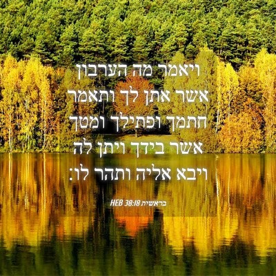 Picture 04 - בראשית 38:18 HEB - ויאמר מה הערבון אשר אתן לך - Bible Verse Picture