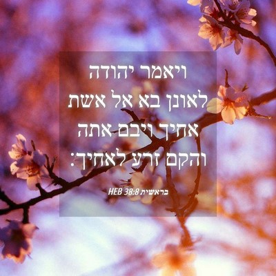 Picture 04 - בראשית 38:8 HEB - ויאמר יהודה לאונן בא אל אשת - Bible Verse Picture
