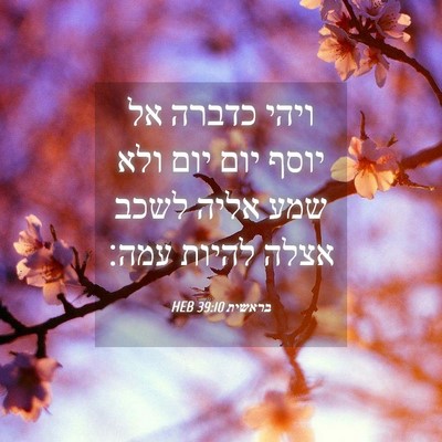 Picture 04 - בראשית 39:10 HEB - ויהי כדברה אל יוסף יום יום - Bible Verse Picture