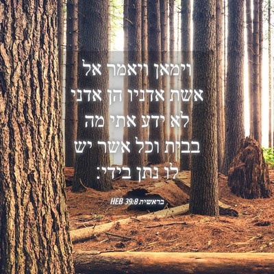 Picture 04 - בראשית 39:8 HEB - וימאן ויאמר אל אשת אדניו הן - Bible Verse Picture