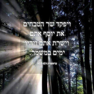 Picture 04 - בראשית 40:4 HEB - ויפקד שר הטבחים את יוסף אתם - Bible Verse Picture