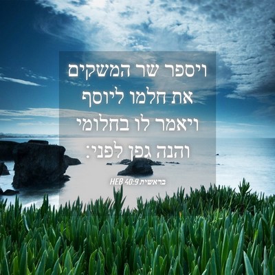 Picture 04 - בראשית 40:9 HEB - ויספר שר המשקים את חלמו - Bible Verse Picture